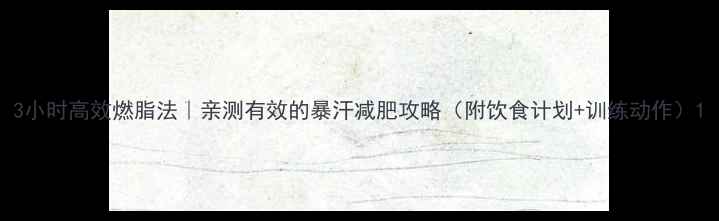 图片 3小时高效燃脂法｜亲测有效的暴汗减肥攻略（附饮食计划+训练动作）1