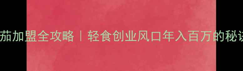 图片 ✨减肥小番茄加盟全攻略｜轻食创业风口年入百万的秘诀大公开！1