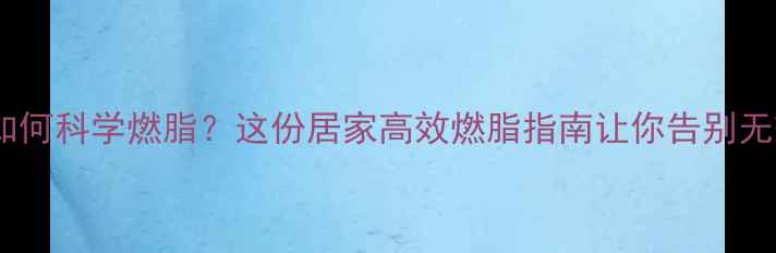 图片 代谢低如何科学燃脂？这份居家高效燃脂指南让你告别无效运动2