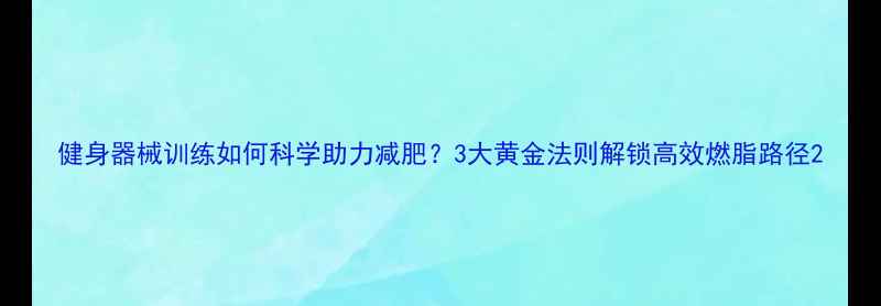 图片 健身器械训练如何科学助力减肥？3大黄金法则解锁高效燃脂路径2