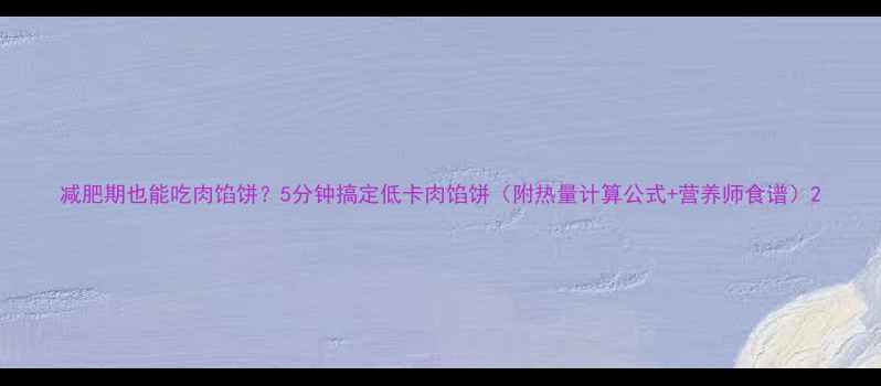 图片 减肥期也能吃肉馅饼？5分钟搞定低卡肉馅饼（附热量计算公式+营养师食谱）2