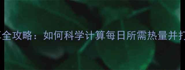 图片 减肥热量计算全攻略：如何科学计算每日所需热量并打造热量缺口2
