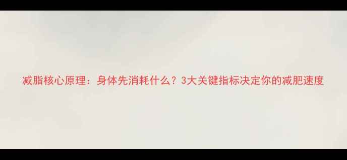 图片 减脂核心原理：身体先消耗什么？3大关键指标决定你的减肥速度