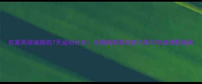 图片 在家高效减脂的7天运动计划：无器械居家锻炼方案与饮食搭配指南