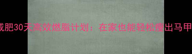 图片 居家减肥30天高效燃脂计划：在家也能轻松瘦出马甲线！2