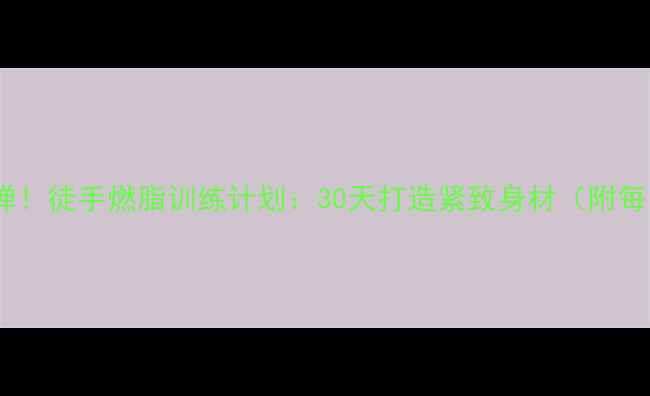 图片 居家减肥不反弹！徒手燃脂训练计划：30天打造紧致身材（附每日动作指南）2