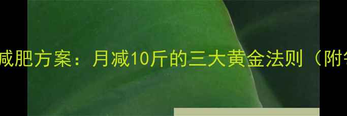 图片 推荐科学有效的减肥方案：月减10斤的三大黄金法则（附每日执行模板）2