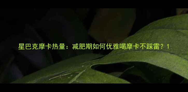 图片 星巴克摩卡热量：减肥期如何优雅喝摩卡不踩雷？1