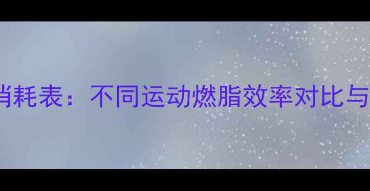 图片 最新减肥热量消耗表：不同运动燃脂效率对比与科学燃脂指南2