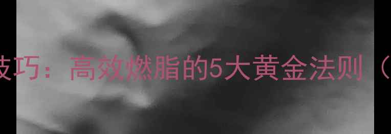 图片 有氧运动跑步减肥技巧：高效燃脂的5大黄金法则（附科学训练计划）1