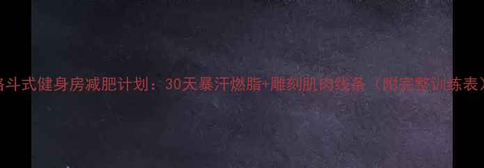 图片 格斗式健身房减肥计划：30天暴汗燃脂+雕刻肌肉线条（附完整训练表）