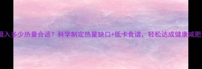 图片 每天摄入多少热量合适？科学制定热量缺口+低卡食谱，轻松达成健康减肥目标1