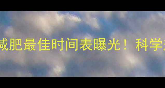 图片 每天运动1小时？减肥最佳时间表曝光！科学规划让你高效燃脂