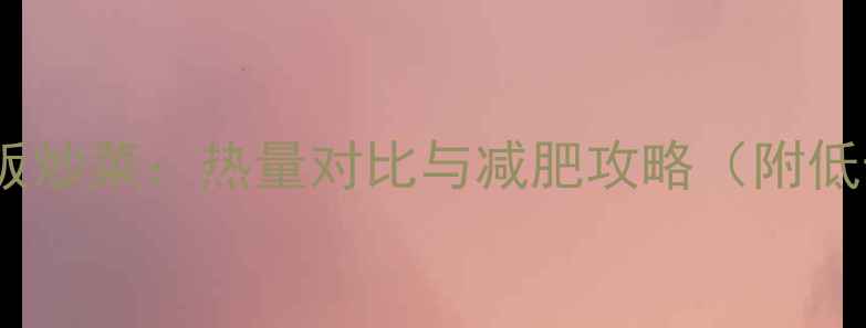 图片 汉堡VS米饭炒菜：热量对比与减肥攻略（附低卡食谱）1