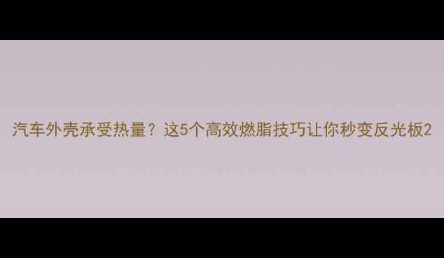 图片 汽车外壳承受热量？这5个高效燃脂技巧让你秒变反光板2