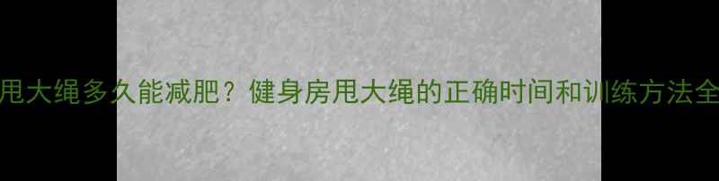 图片 甩大绳多久能减肥？健身房甩大绳的正确时间和训练方法全