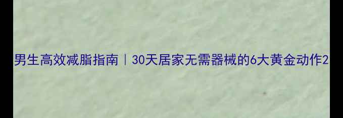 图片 男生高效减脂指南｜30天居家无需器械的6大黄金动作2