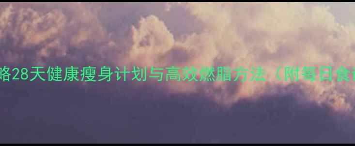 图片 科学减肥全攻略28天健康瘦身计划与高效燃脂方法（附每日食谱+运动方案）