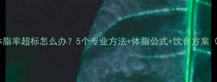 图片 科学减脂指南体脂率超标怎么办？5个专业方法+体脂公式+饮食方案（附实测案例）1