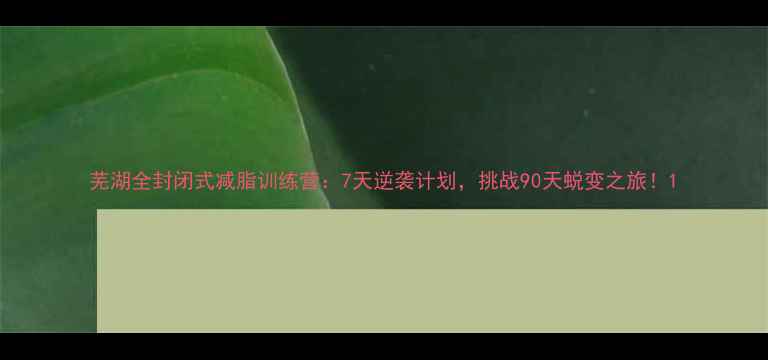 图片 芜湖全封闭式减脂训练营：7天逆袭计划，挑战90天蜕变之旅！1