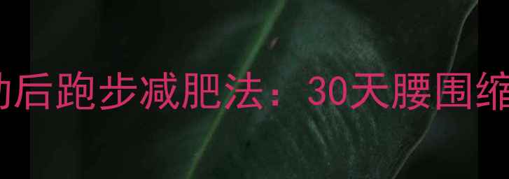 图片 高效燃脂无氧运动后跑步减肥法：30天腰围缩小10cm的秘诀！2