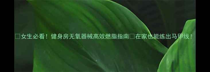 图片 🔥女生必看！健身房无氧器械高效燃脂指南🔥在家也能练出马甲线！