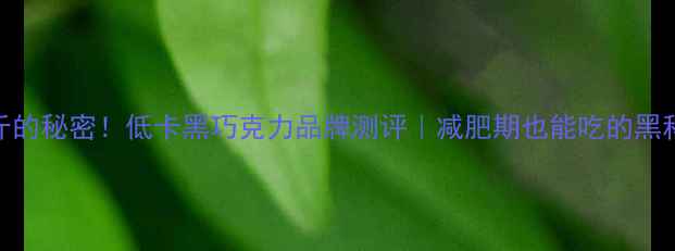 图片 🔥月瘦5斤的秘密！低卡黑巧克力品牌测评｜减肥期也能吃的黑科技零食2